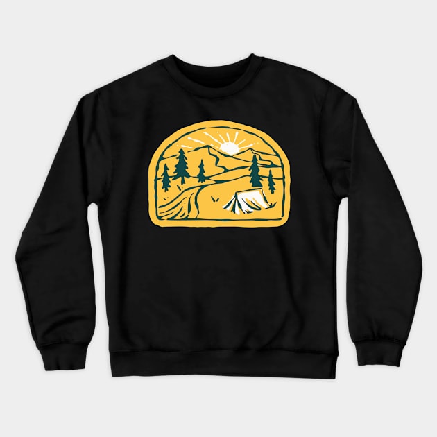 Camp River Hand Drawn Crewneck Sweatshirt by quilimo